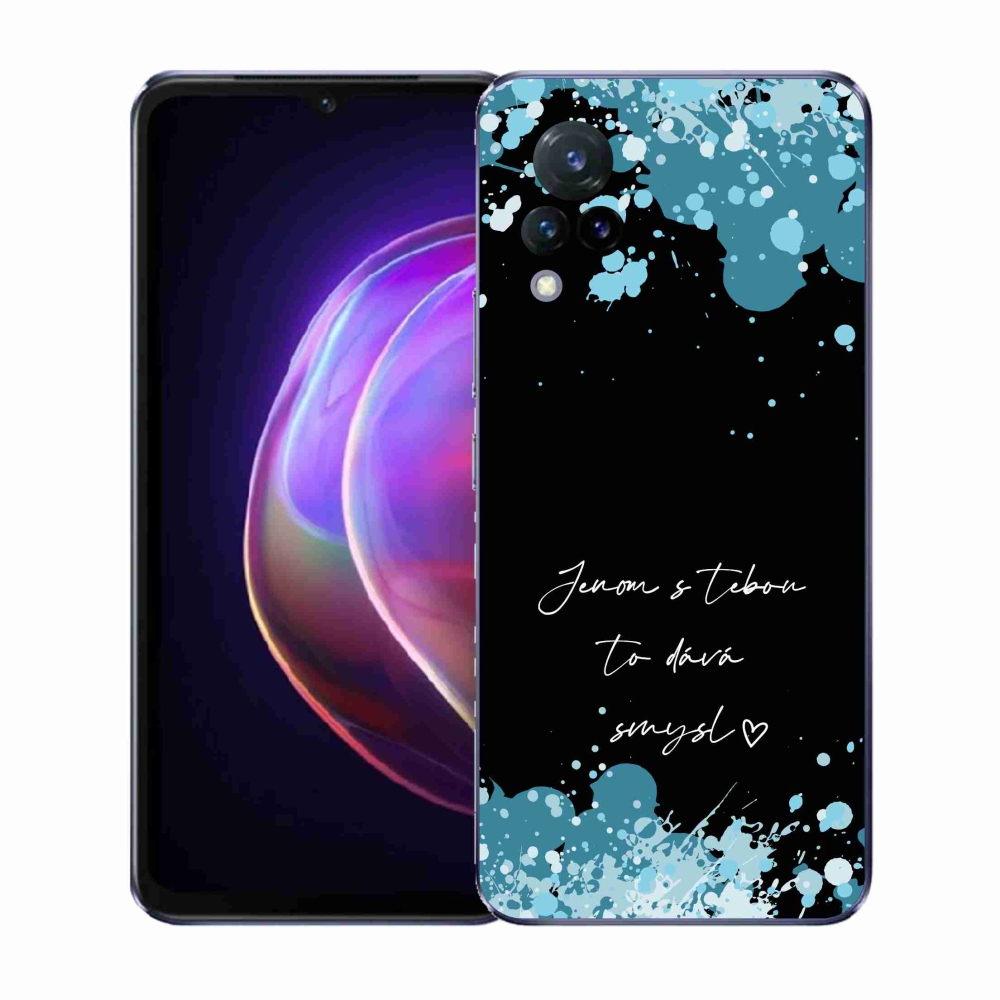 Gél borító mmCase a Vivo V21 4G/5G - szerelem szöveg fekete háttérrel