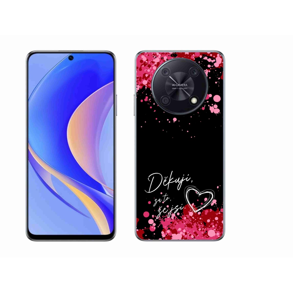 Gél borító mmCase a Huawei Nova Y90 készülékhez - szerelmes szöveg 2 fekete háttér