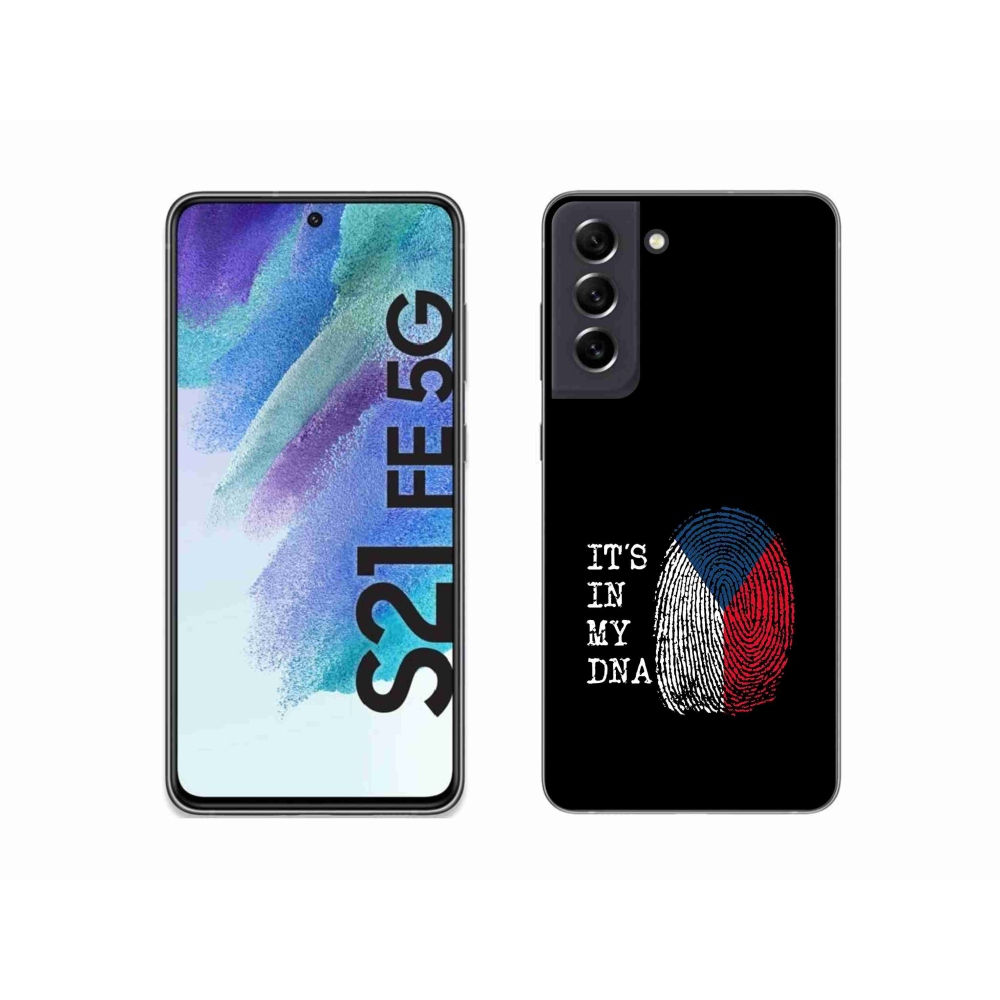 Zselés borítás mmCase Samsung Galaxy S21 FE 5G - zászlós ujjlenyomat fekete háttérrel