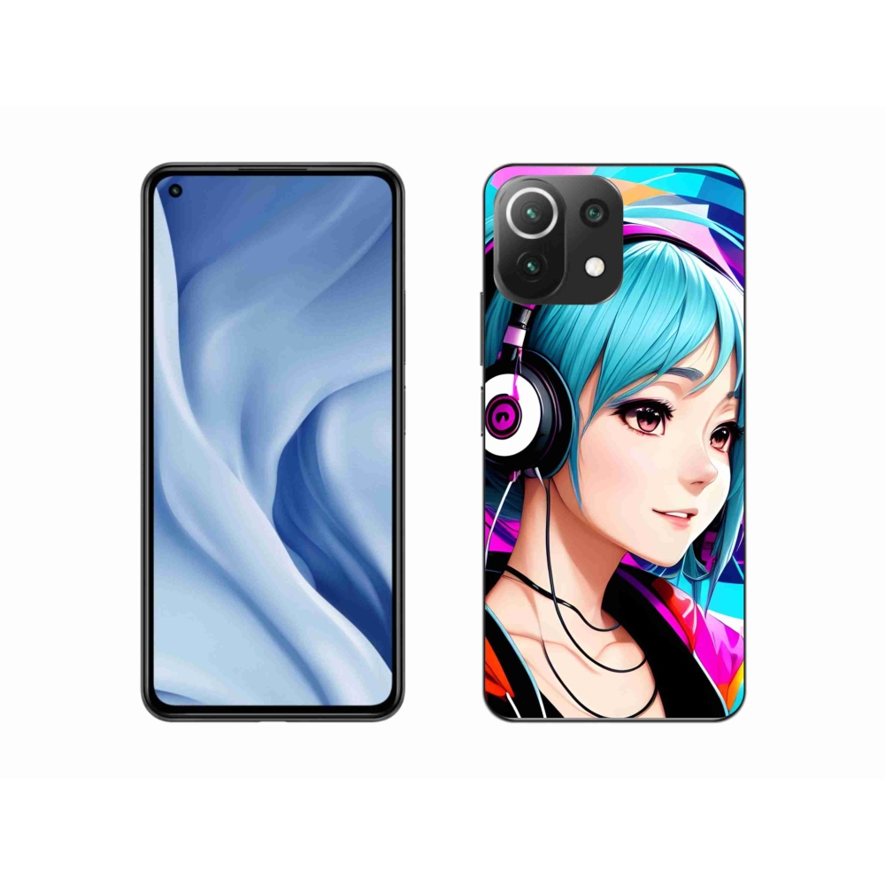 Gél borítás mmCase a Xiaomi Mi 11 Lite 4G/5G - lány fejhallgatóval