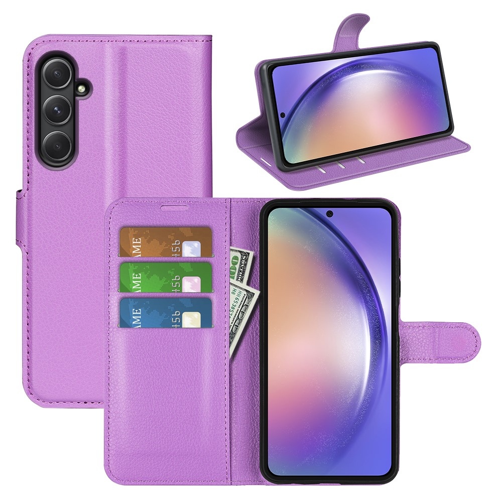 Litchi könyv tok Samsung Galaxy A55 5G - lila