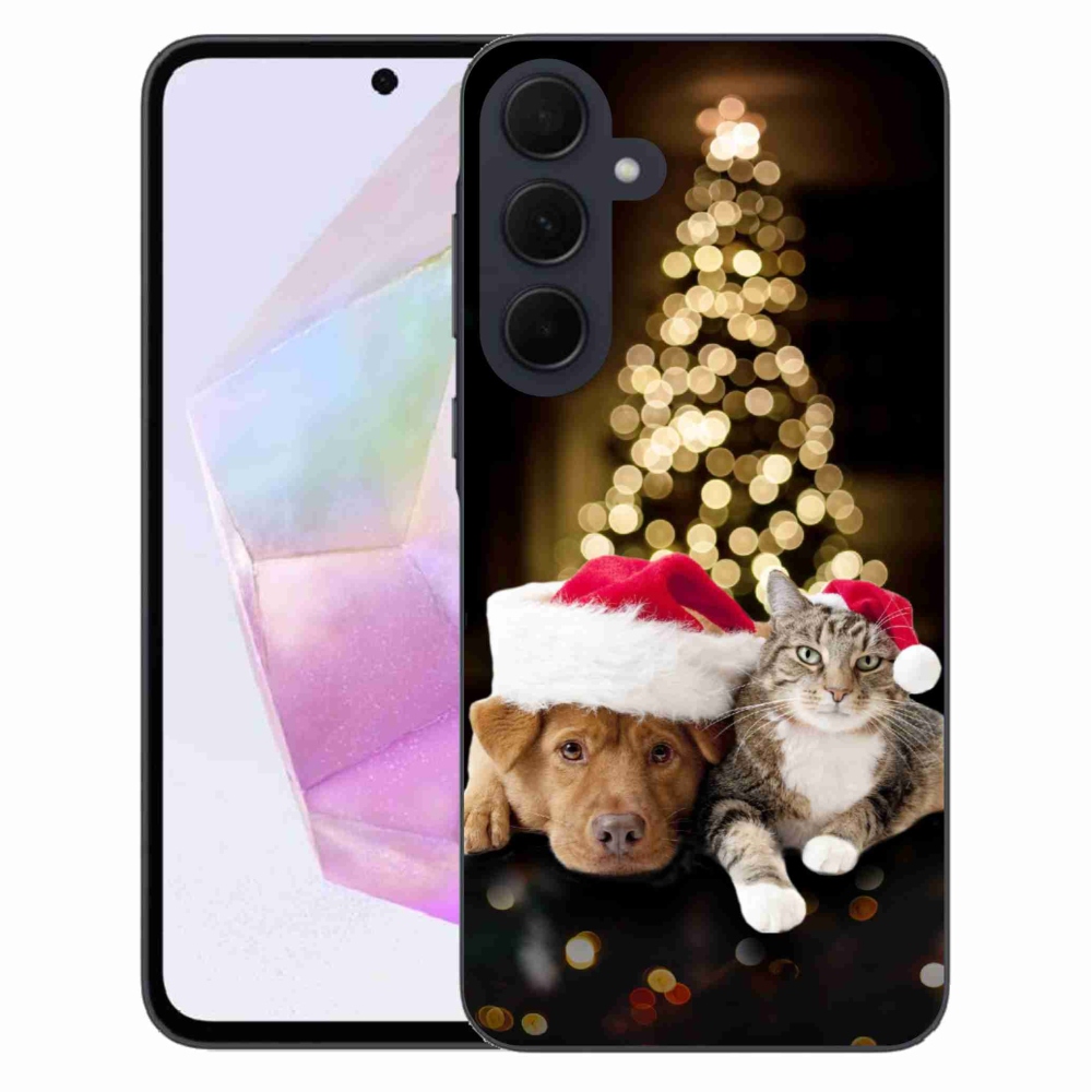 Gél borítás mmCase Samsung Galaxy A35 5G - Karácsonyi kutya és macska