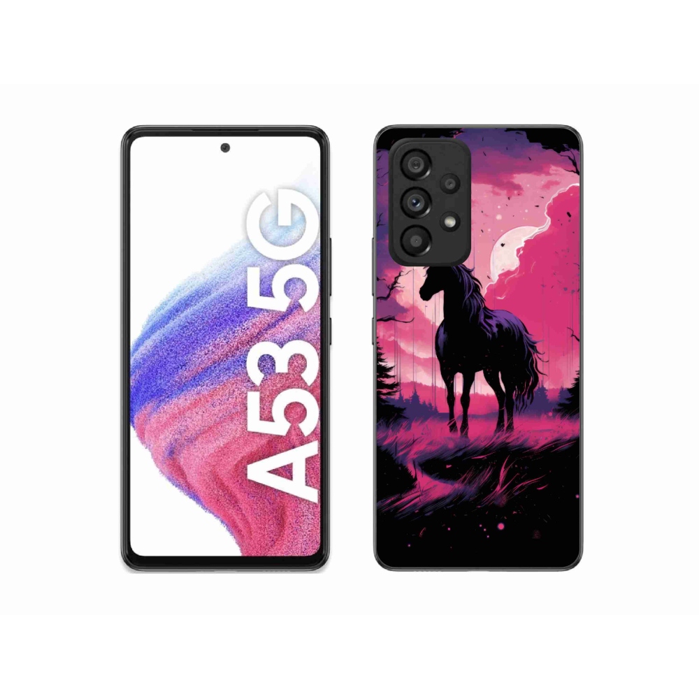 Zselés borítás mmCase Samsung Galaxy A53 5G - fekete rajzfilm ló 1