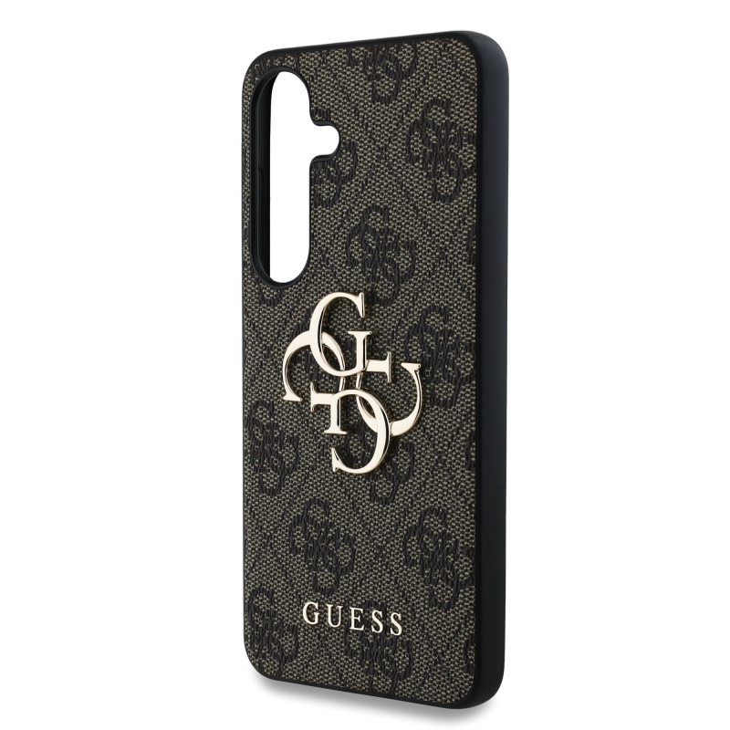 Guess PU 4G fém logó hátlap Samsung Galaxy S25 barna