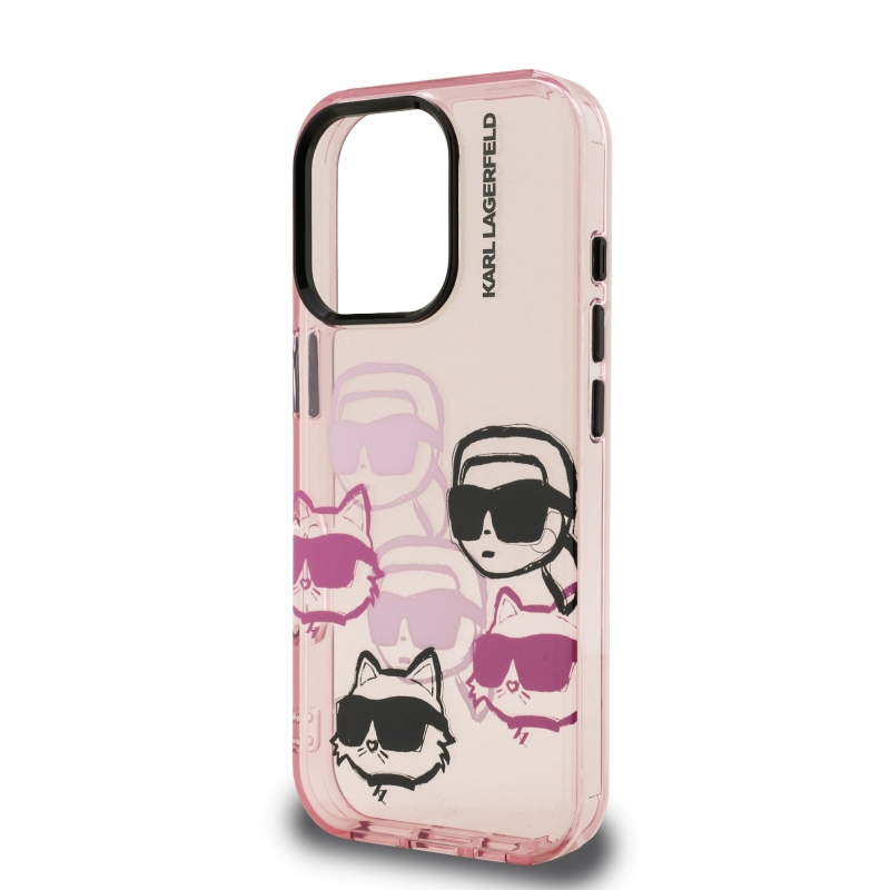 Karl Lagerfeld IML Multi K&CH Heads hátlapi borító iPhone 16 Pro Max készülékhez rózsaszínű