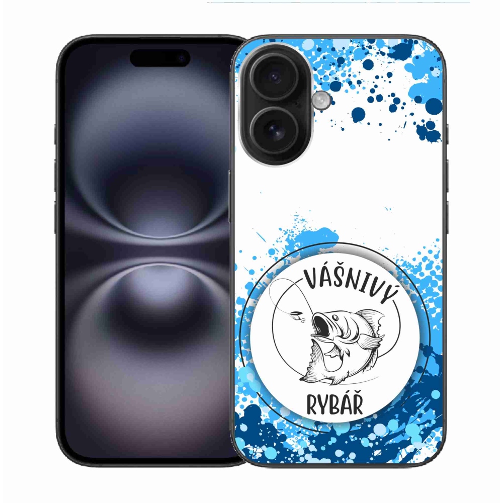 Gél borítás mmCase iPhone 16 készülékhez - szenvedélyes halász fehér háttérrel