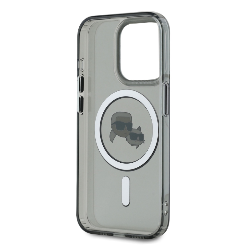 Karl Lagerfeld IML K&CH Heads fémkeret MagSafe hátlap iPhone 15 Pro Max-hoz Fekete