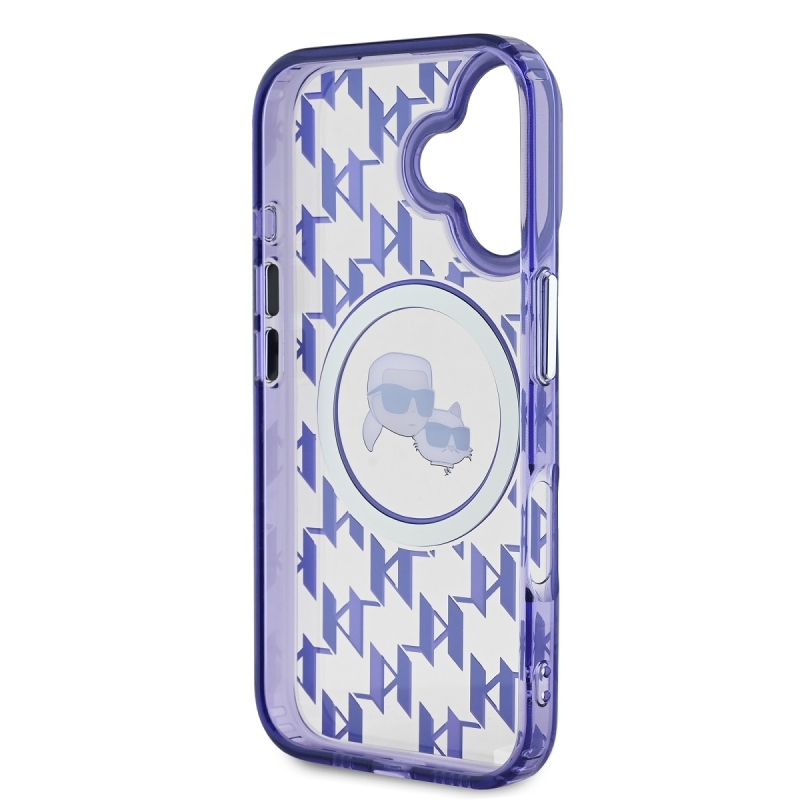 Karl Lagerfeld IML Monogram K&CH Heads MagSafe hátlap iPhone 16 lila színű iPhone 16-hoz
