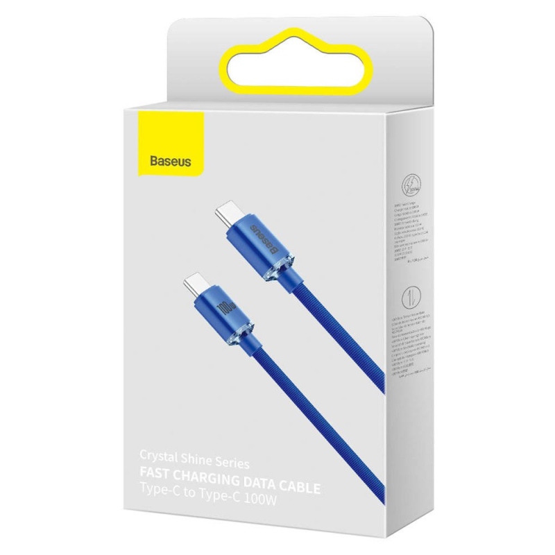 Baseus CAJY000603 Crystal Shine sorozatú adatkábel USB-C - USB-C 100W 1.2m kék