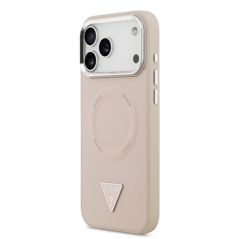 Guess PU bőr háromszög logó MagSafe hátlap iPhone 17 Pro rózsaszínhez