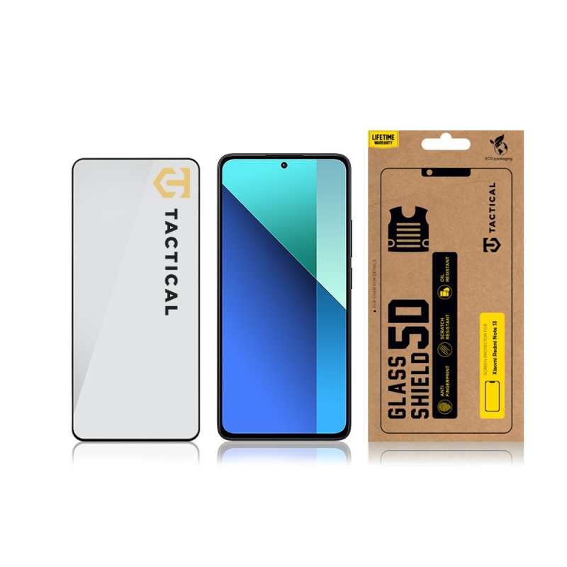 Taktikai üvegpajzs 5D üveg a Xiaomi Redmi Note 13 4G/5G Fekete számára