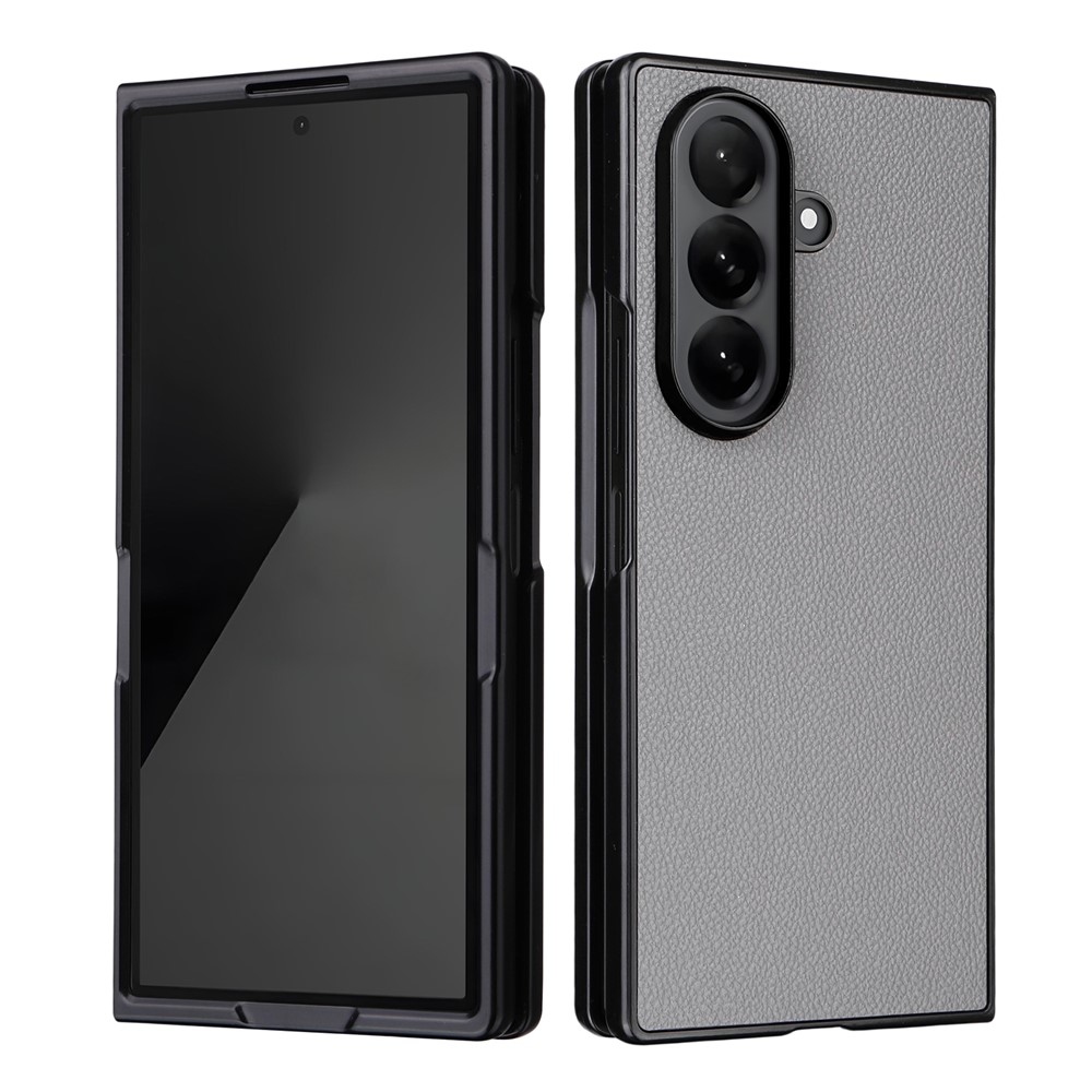 Műbőrrel borított műanyag tok Samsung Galaxy Z Fold7 5G - szürke