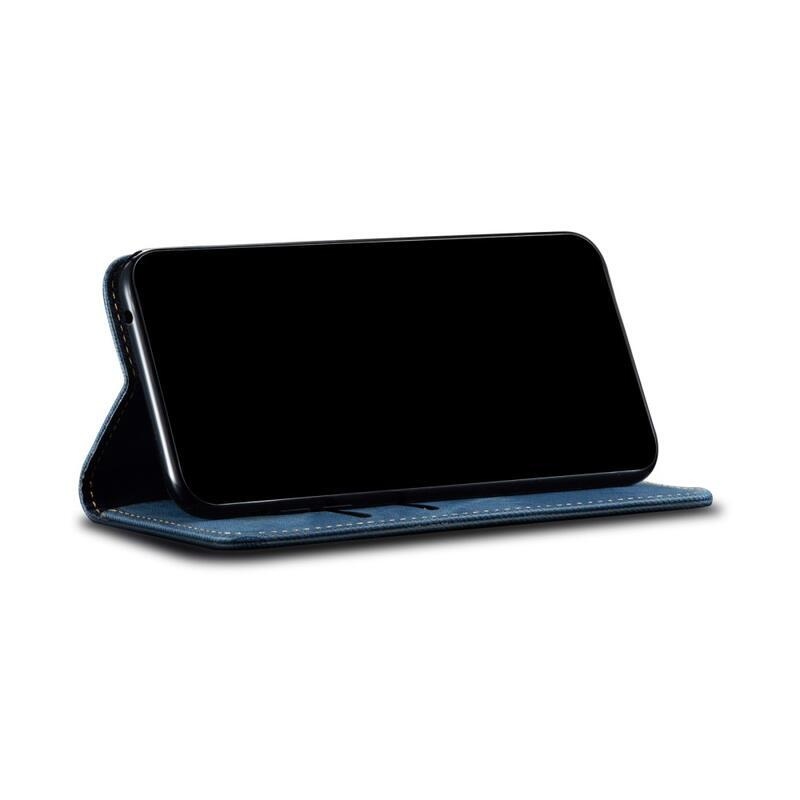Jeans PU bőr pénztárca tok mobiltelefonhoz Realme 9i - kék