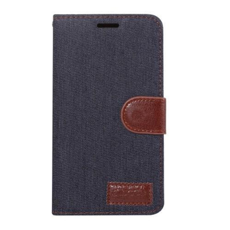 Jeans PU bőr / textil tok Huawei Mate 10 készülékhez - kék-fekete