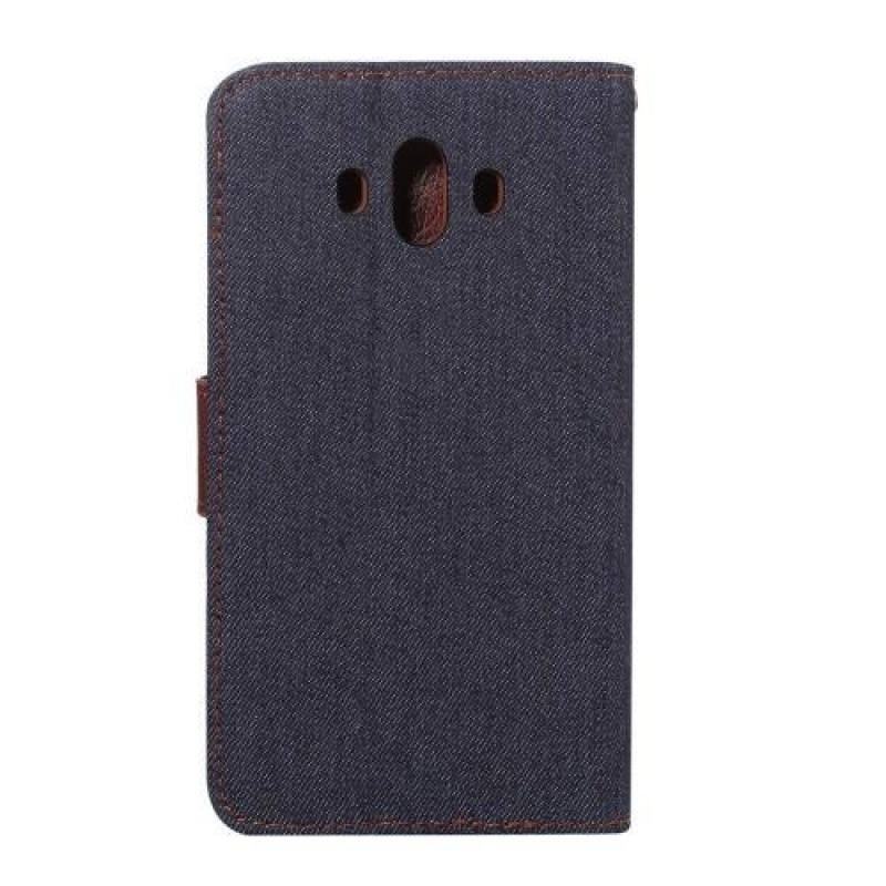 Jeans PU bőr / textil tok Huawei Mate 10 készülékhez - kék-fekete