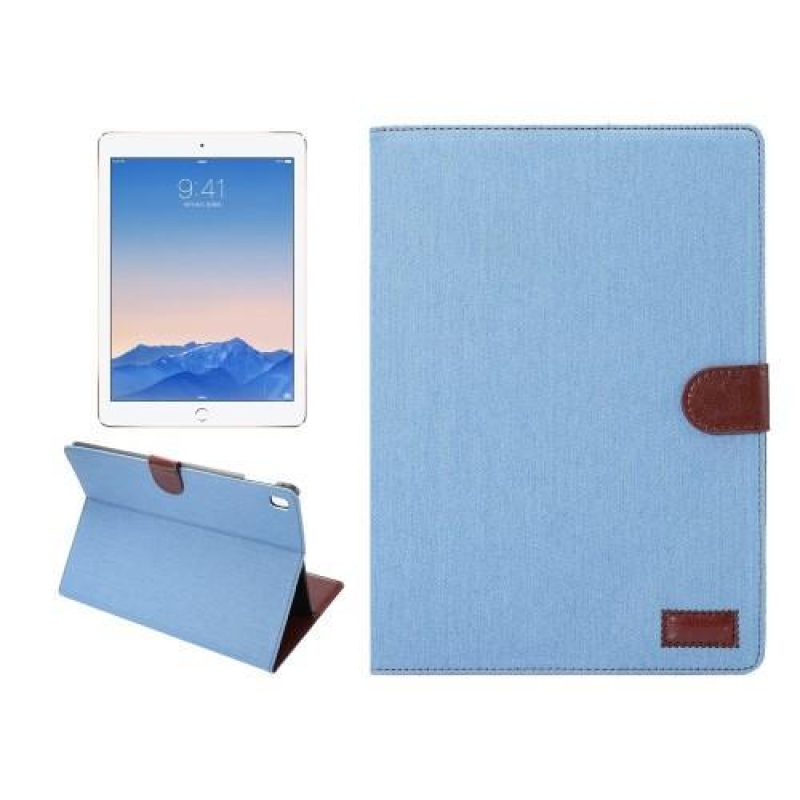 Jeans textil/PU bőr tok iPad Pro 9.7 készülékhez - világoskék
