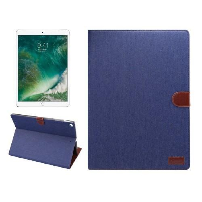 Jeans textil / PU bőr tok iPad Pro 12.9 készülékhez - kék