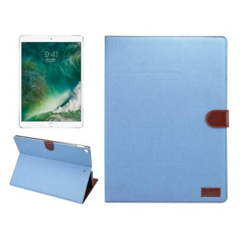 Jeans textil / PU bőr tok iPad Pro 12.9 készülékhez - világoskék