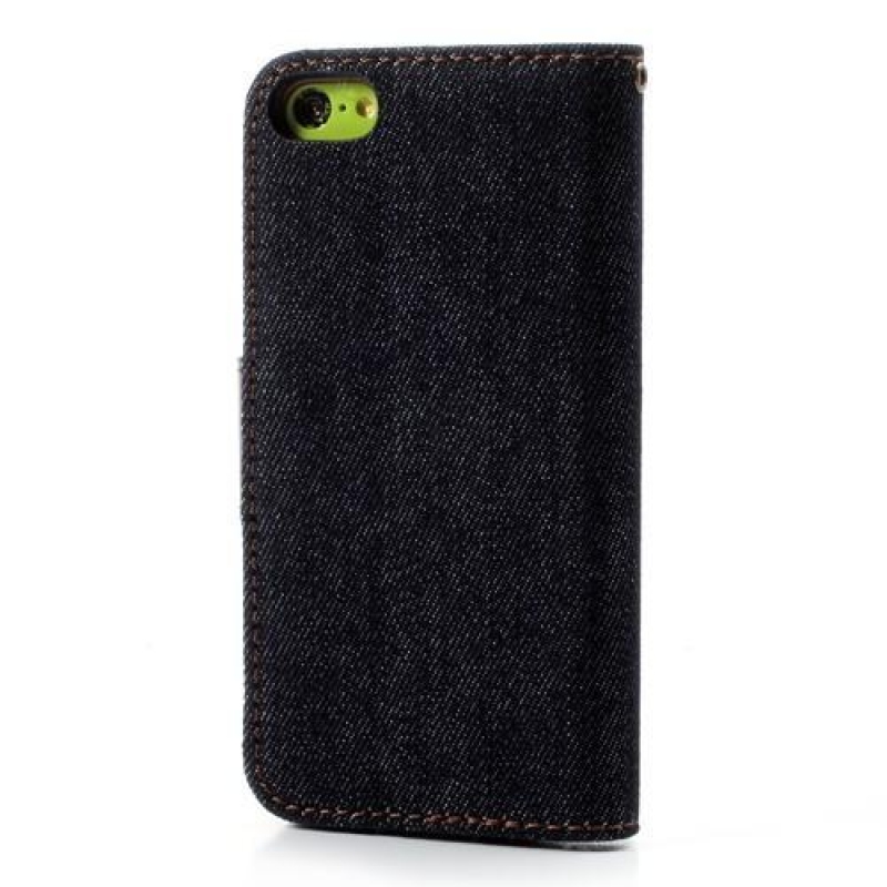 Jeans textil/PU bőr tok iPhone 5C készülékhez - fekete és kék