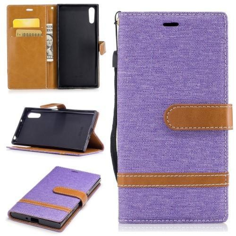 Jeany PU bőr/textil tok Sony Xperia XZ készülékhez - lila