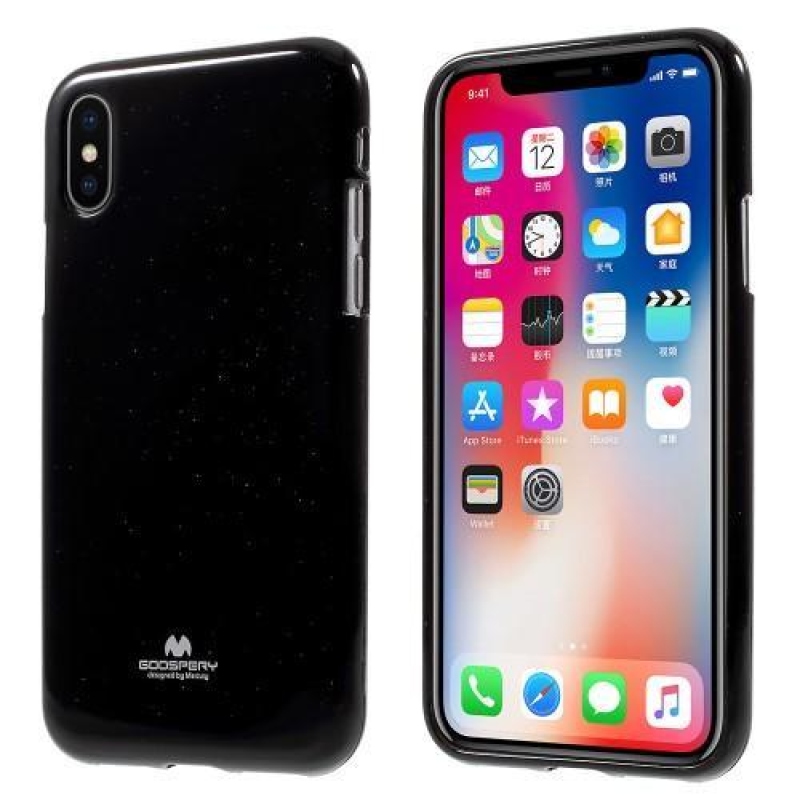 Fényes zselés zselés tok iPhone X készülékhez - fekete