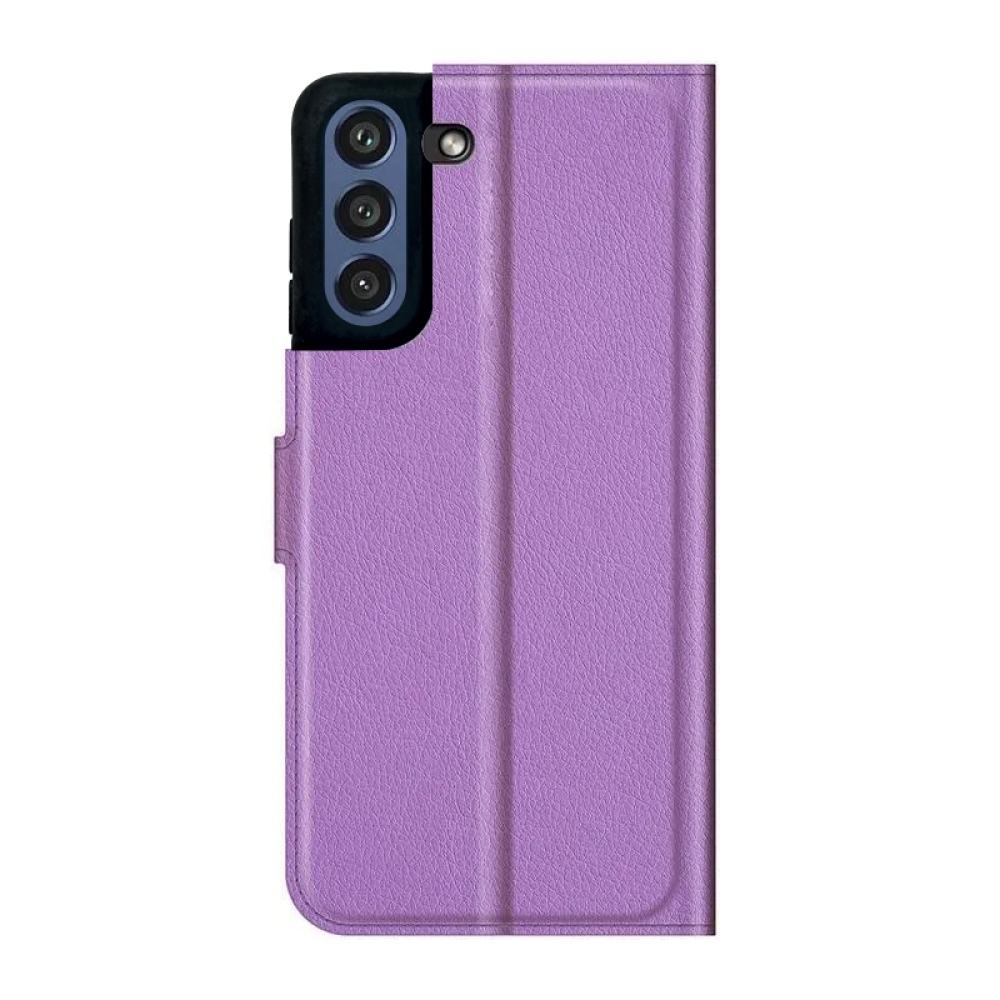 Litchi PU bőr pénztárca tok Samsung Galaxy S21 FE 5G számára - lila