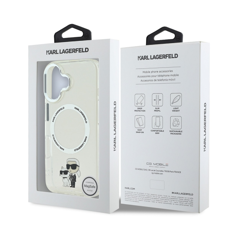 Karl Lagerfeld IML Karl és Choupette MagSafe MagSafe hátlap iPhone 16 Plus-hoz Átlátszó