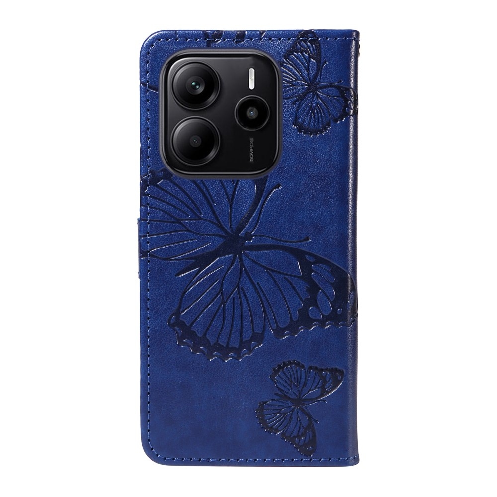 Nagy pillangó könyv tok a Xiaomi Redmi Note 14-hez - kék
