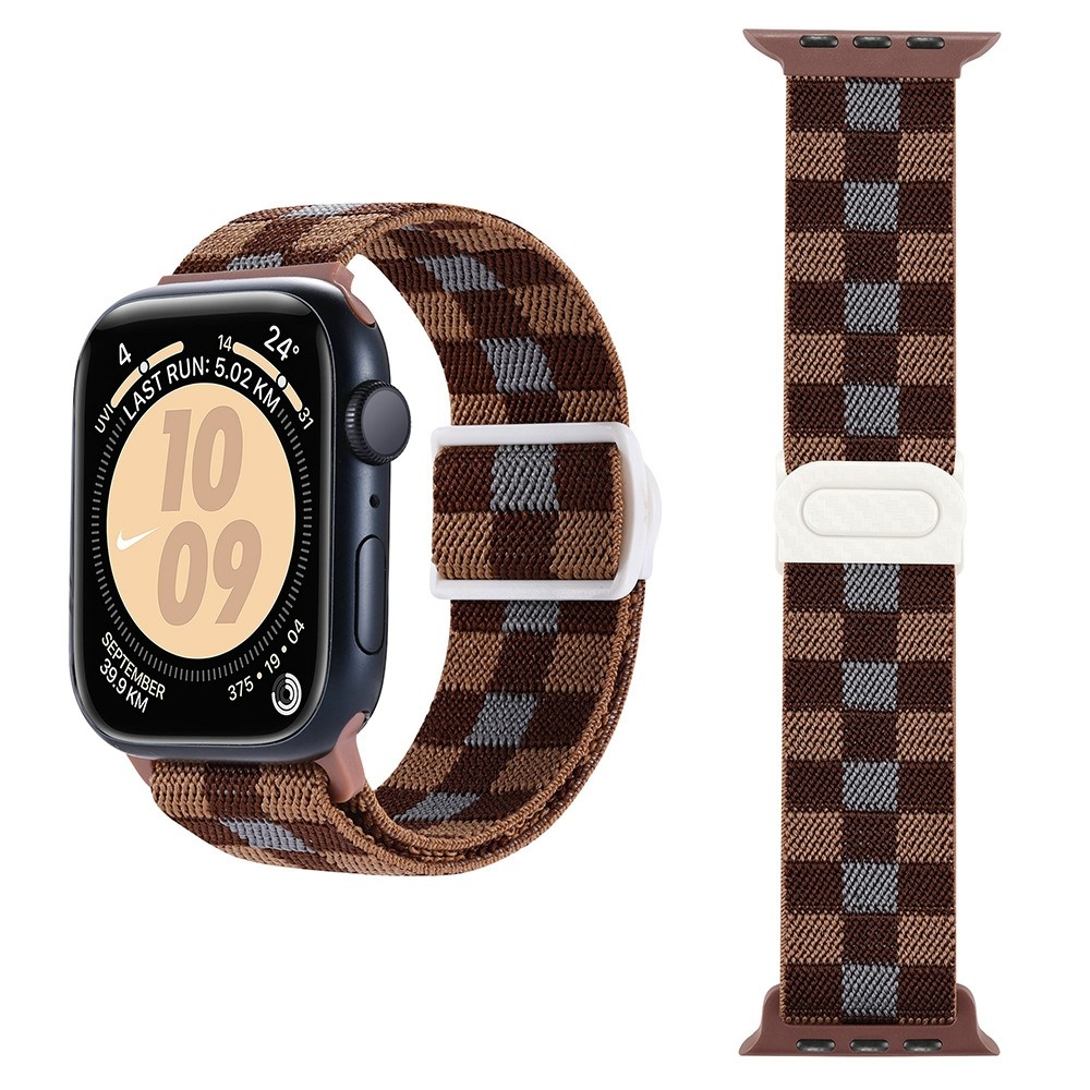 Fokozatos nejlon szíj Apple Watch Ultra/Ultra 2 49mm/SE/SE 2022/2023 44mm/9/8/7 45mm/6/5/4 44mm/3/2/1 42 mm-es Apple Watch Ultra/Ultra 2 órához - barna kockák