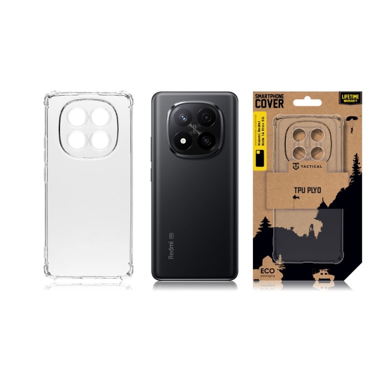 Taktikai TPU Plyo Cover for Xiaomi Redmi Note 14 Pro + 5G átlátszó