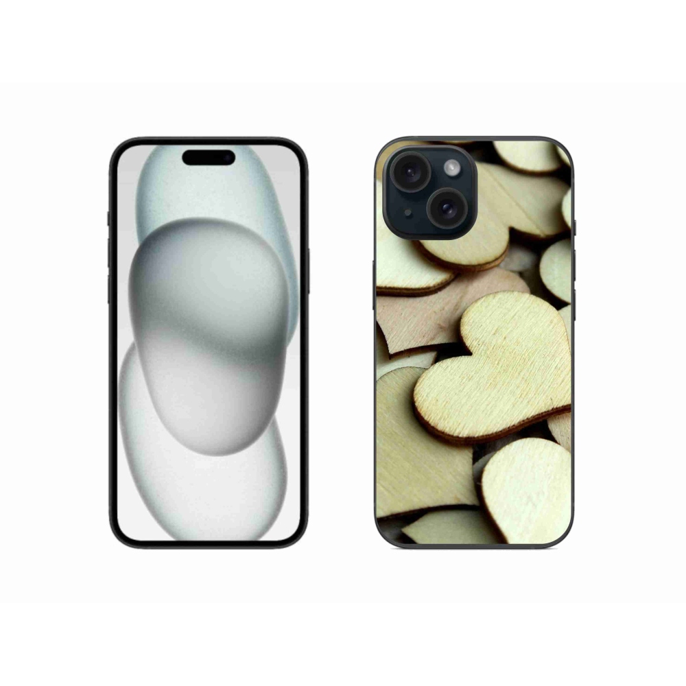 Zselés borítás mmCase iPhone 15 készülékhez - fából készült szívek