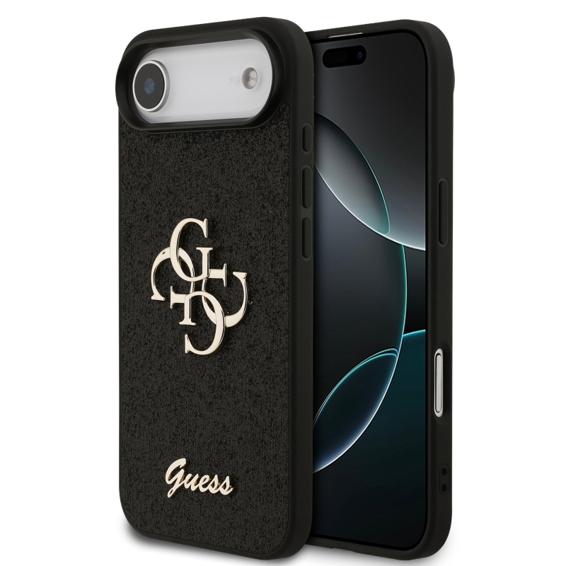 Guess PU Fixed Glitter 4G fém logó hátlap iPhone Air Fekete