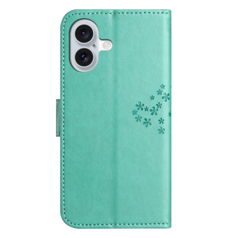 Fa könyvtáska iPhone 16-hoz - teal színű