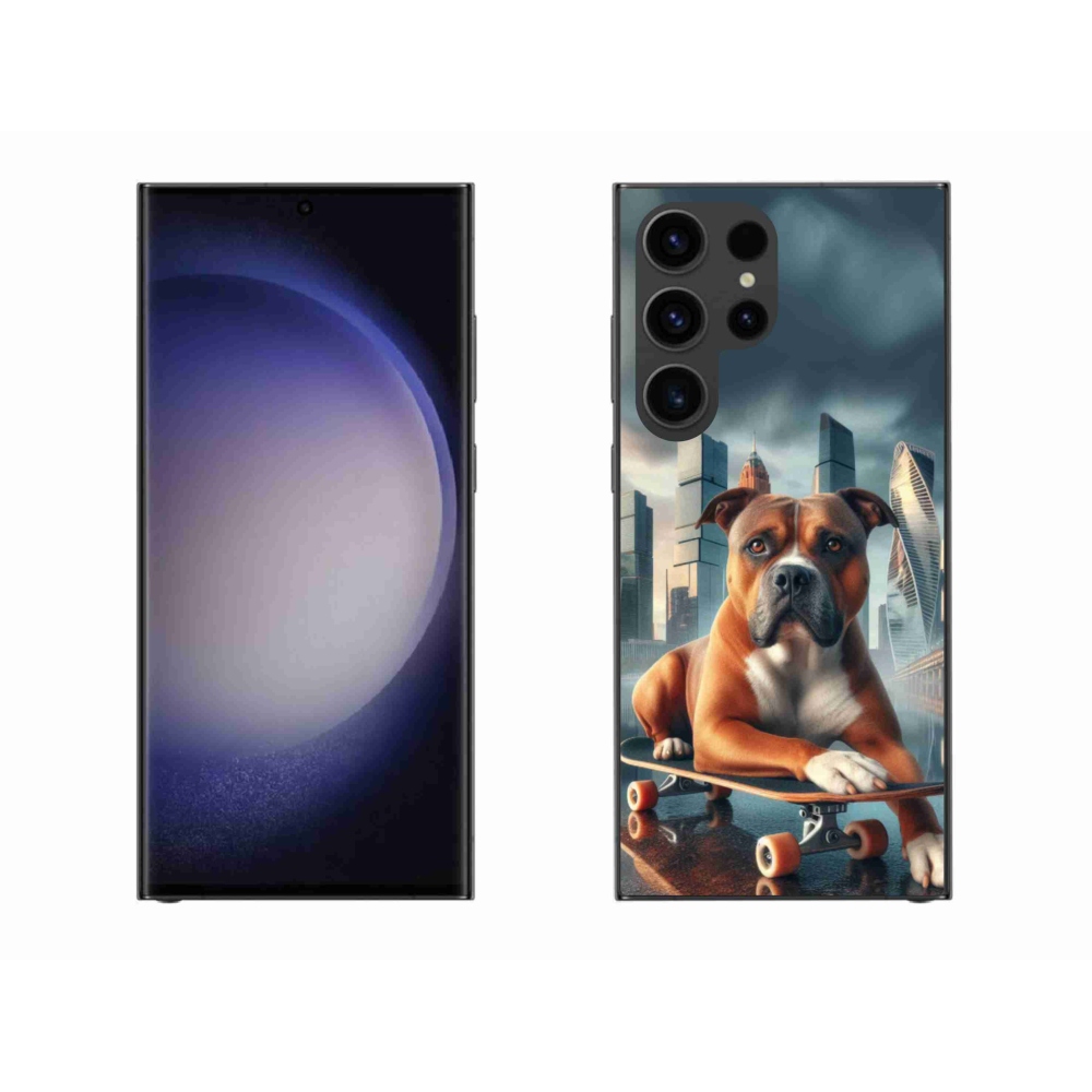 Gél borítás mmCase Samsung Galaxy S23 Ultra 5G - kutya gördeszkán
