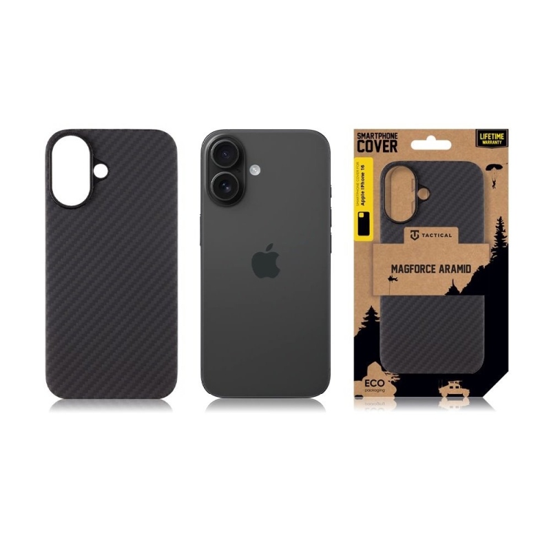 Taktikai MagForce Aramid borító Apple iPhone 16-hoz Fekete