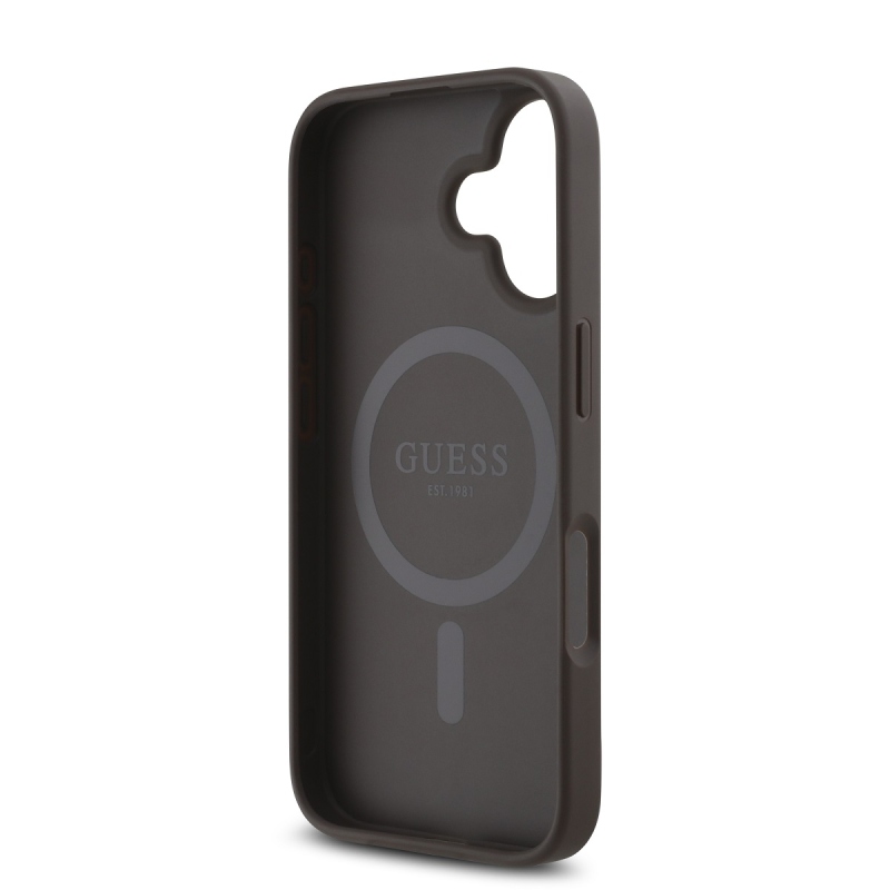 Guess PU 4G kis fém logó MagSafe hátlap iPhone 16 barna 16-hoz barna