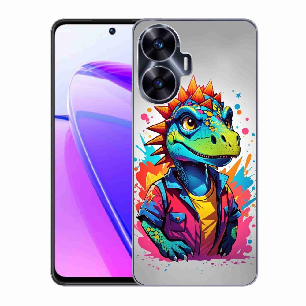 Zselés borítás mmCase a Realme C55 készülékhez - színes dinoszaurusz
