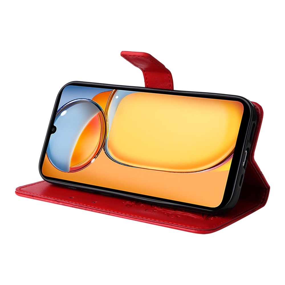 Nagy pillangó könyv tok Xiaomi Poco C65/Redmi 13C - piros