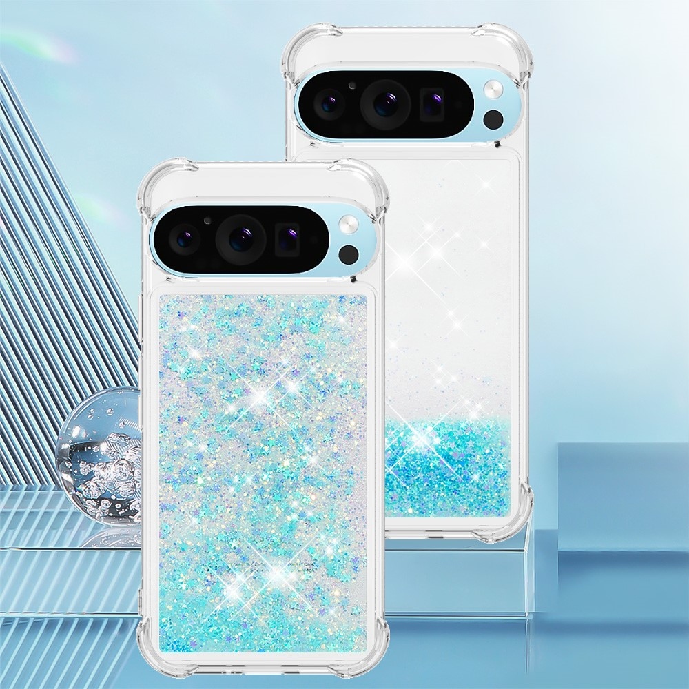 Csillogó homokóra zselés tok Google Pixel 10 Pro/Pixel 10 - kék/csillagok