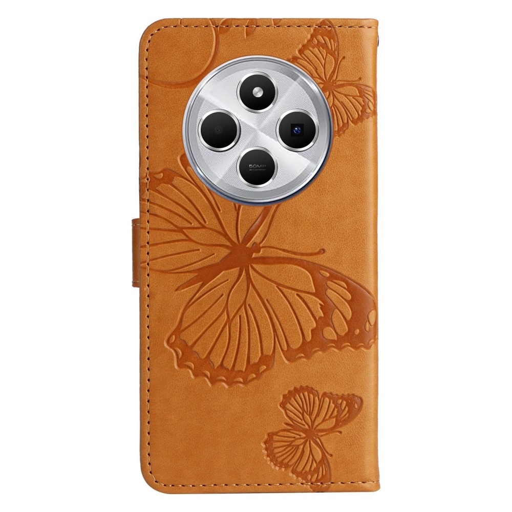 Nagy pillangó könyv tok a Xiaomi Redmi 14C/Poco C75-hez - sárga