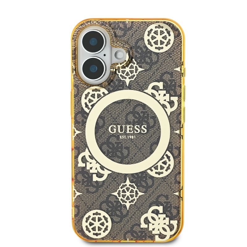 Guess IML 4G Peony MagSafe hátlap iPhone 16-hoz Barna