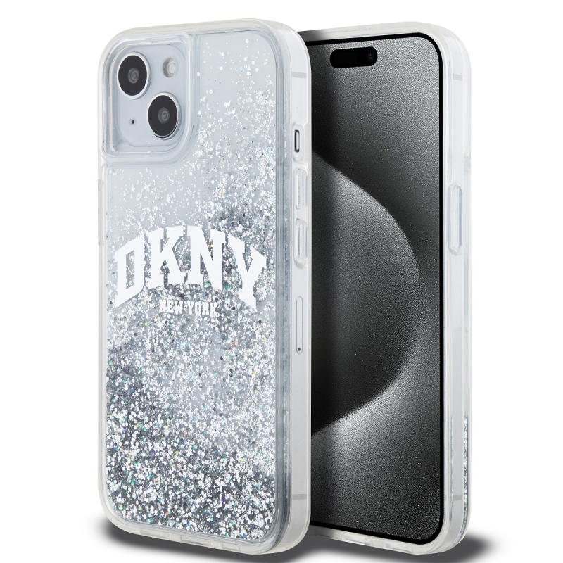 DKNY Liquid Glitter Arch Logo hátlap iPhone 14 átlátszóhoz