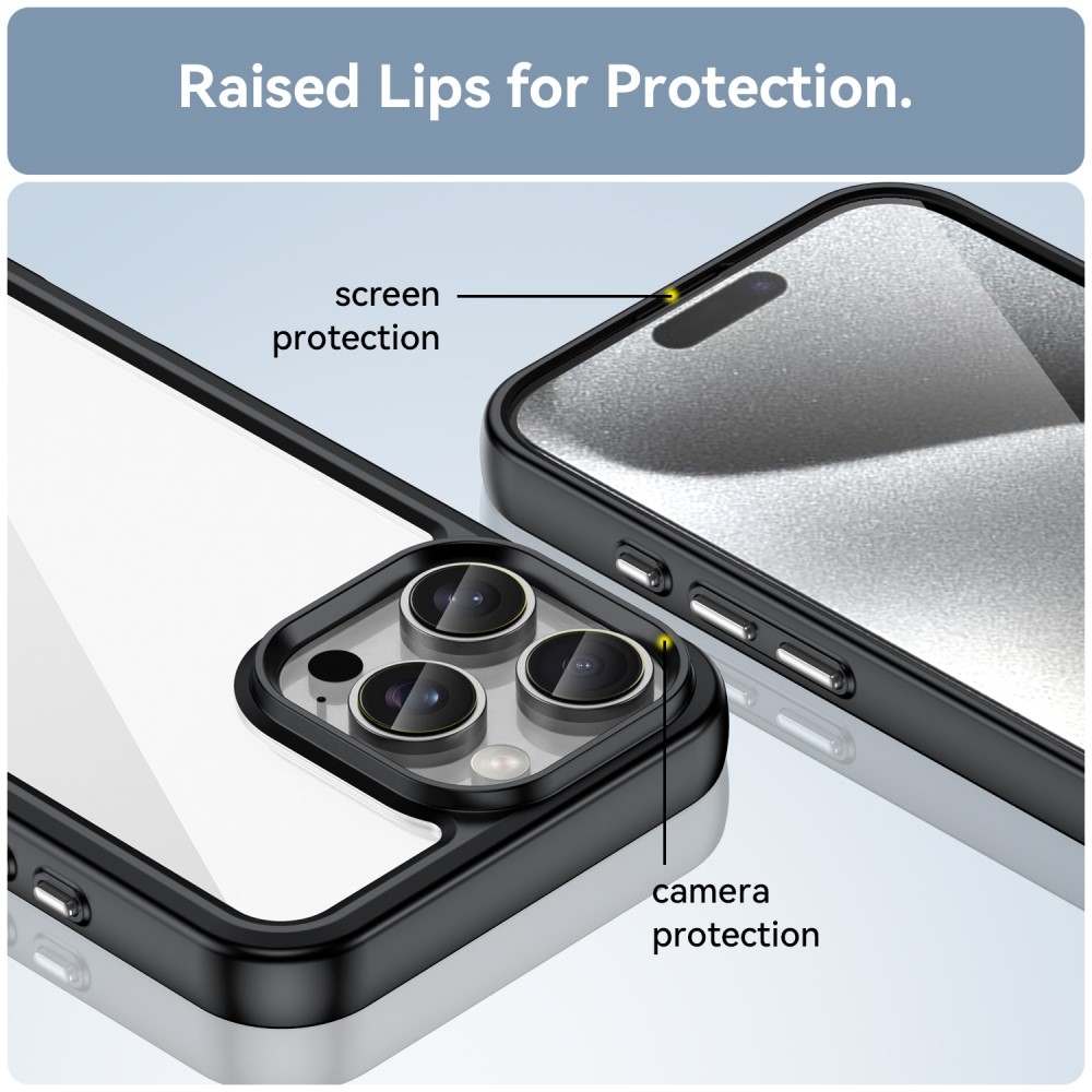 Gél tok fix hátlappal iPhone 16 Pro Max készülékhez - fekete