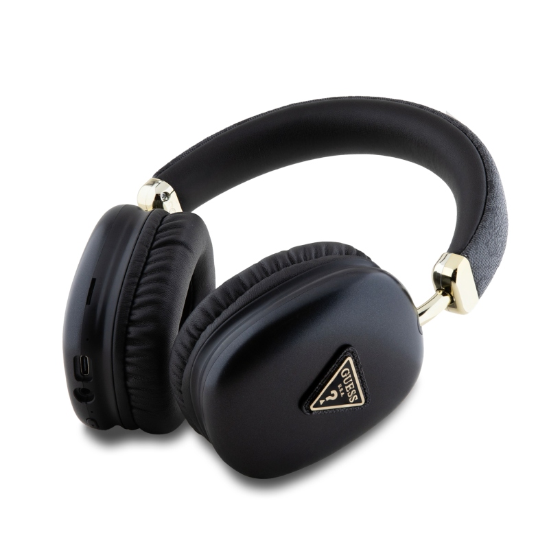 Guess PU bőr 4G háromszög logós Bluetooth sztereó fejhallgató fekete