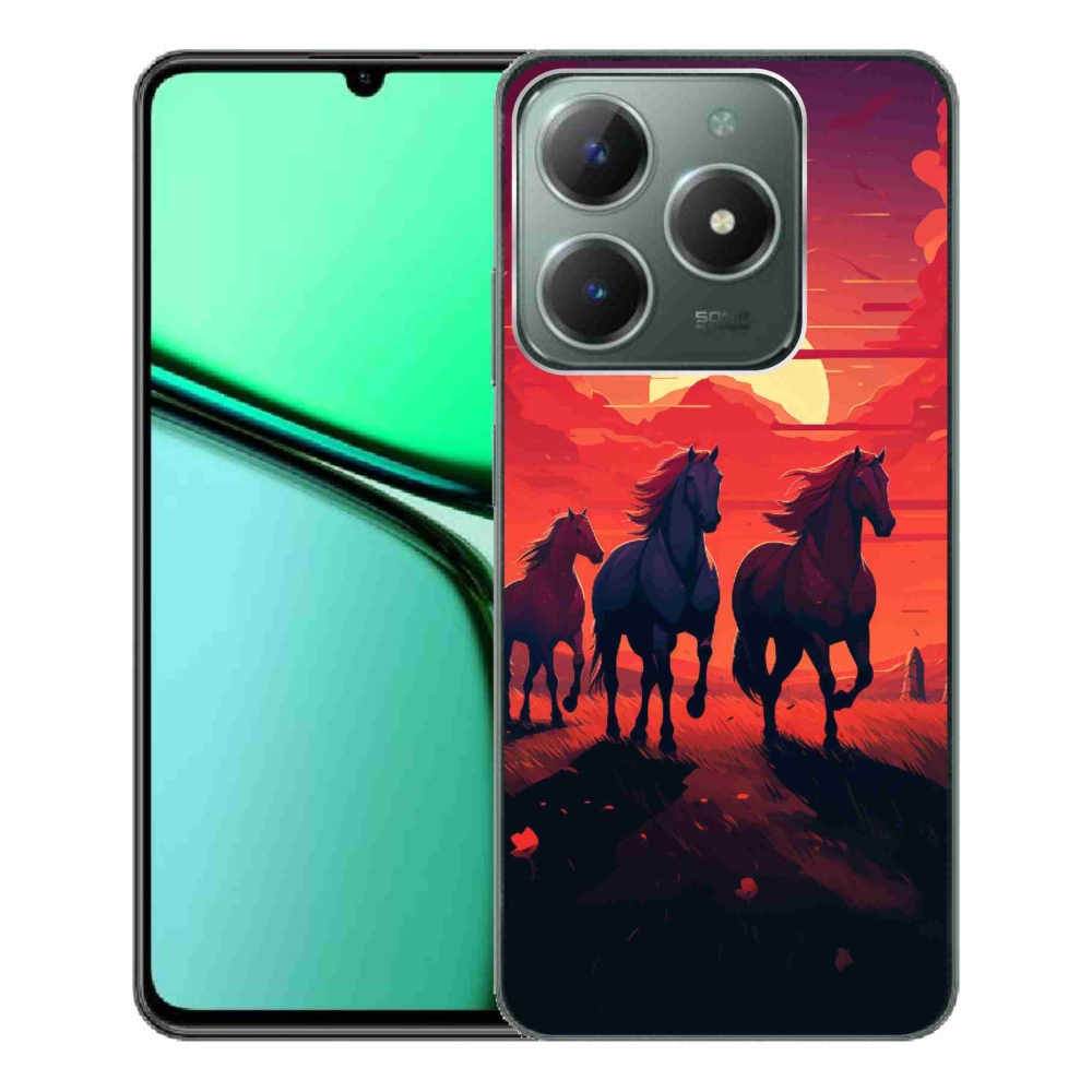 Gél borítás mmCase a Realme C61 készülékhez - lovak és naplemente