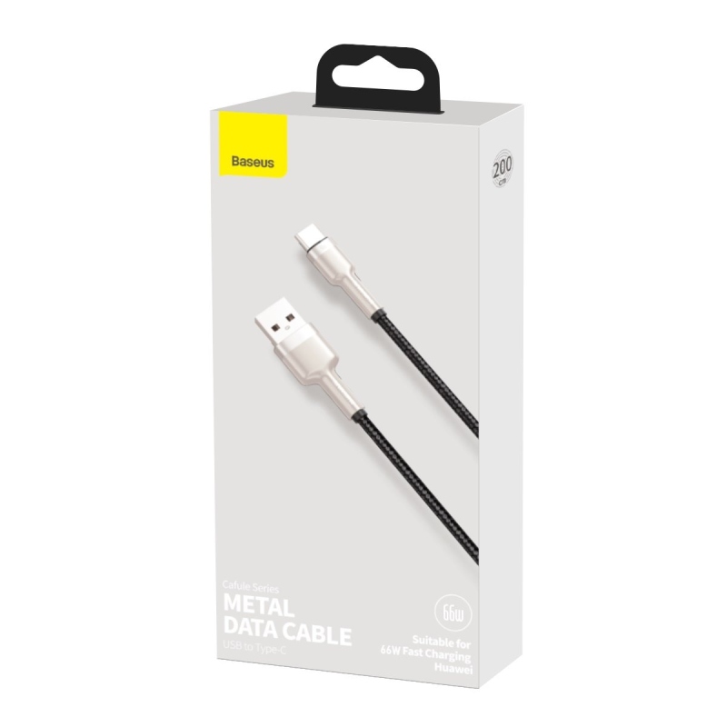 Baseus Cafule Metal sorozatú adatkábel USB-A - USB-C 66W 2m Fekete