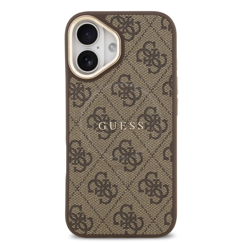 Guess PU bőr 4G aranykeret MagSafe hátlap iPhone 17 barna 17 barna