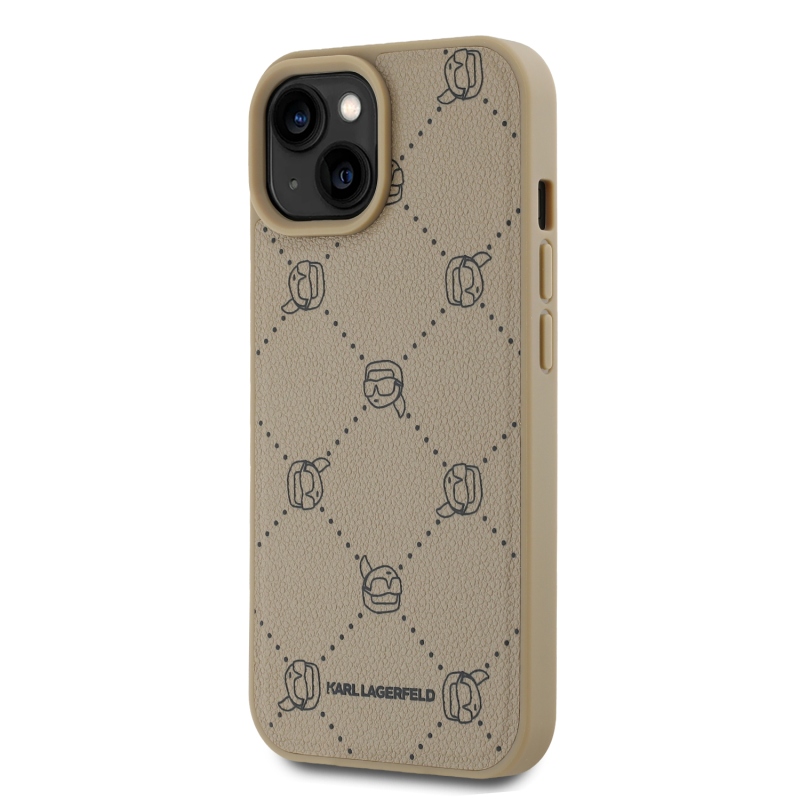 Karl Lagerfeld PU Karl Heads mintás Magsafe hátlap iPhone 15 bézs színű iPhone 15-hez