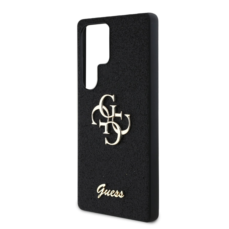 Guess PU Fixed Glitter 4G Metal Logo hátlap Samsung Galaxy S25 Ultra fekete