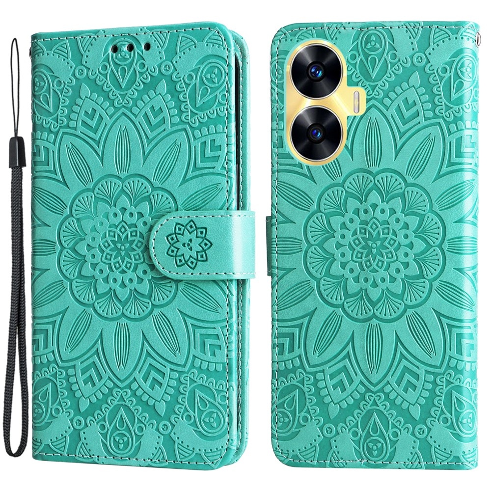 Napraforgó könyvtáska a Realme C55 készülékhez - teal színű